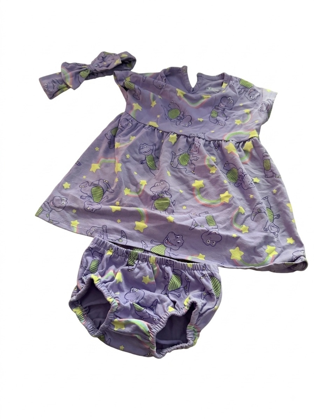 Barney Print Dress and Bloomers Set